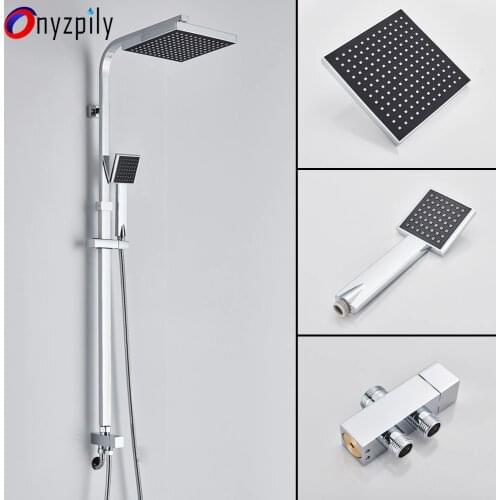 Bathroom Shower Faucet Set Rainfall Shower With Mult Function Handshower Slide Bar Wall Mount Bathtub Shower System Kit Shower