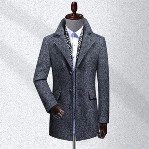 2020 Autumn and Winter New Mens Woolen Coat Slim Long Trench Coat, Fashion Slim Wild Mens Jacket Coat Men Men Clothing