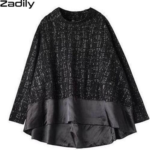 2021 Autumn Y2K Street Oversize Women Hoodie Sweatershirt Patchwork Turtleneck Loose Pullover Long Sleeve Plus Size Clothing