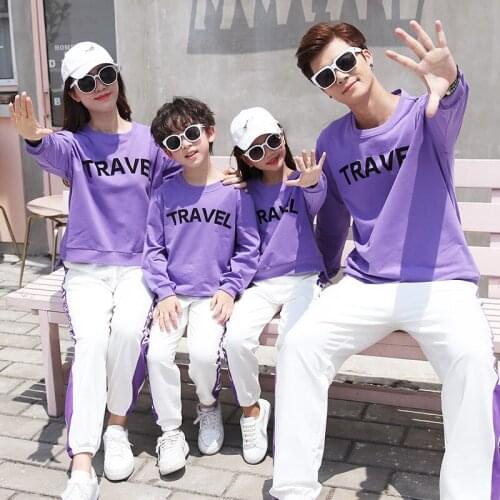 Autumn Winter Family Matching Clothes Sports Wear 2 Piece Sets Letter Printed Pullover+Sweatpants Family Matching Tracksuits