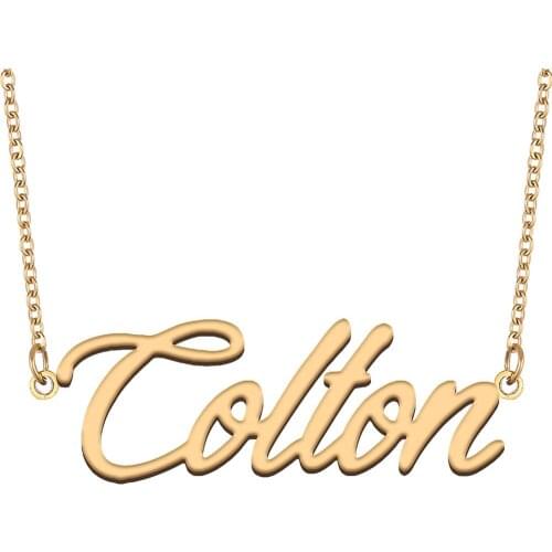 Colton Name Necklace for Women Stainless Steel Jewelry 18k Gold Plated Nameplate Pendant Femme Mother Girlfriend Gift