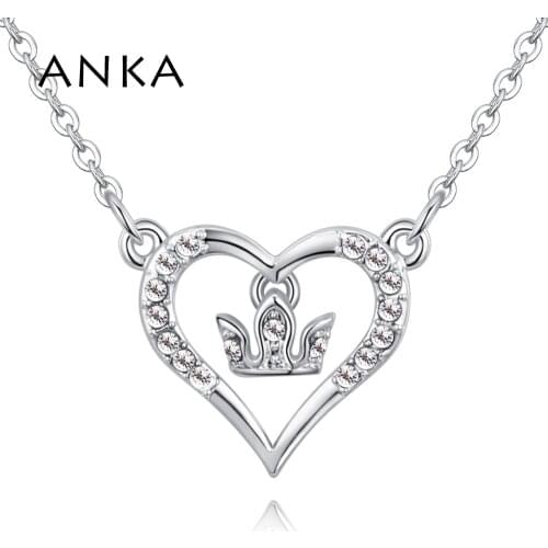 ANKA crown heart necklaces for women romantic simple queen top crystal necklaces & pendants love jewelry Christmas gift #129000