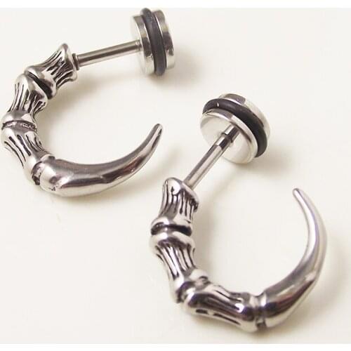 2pcs Vintage Stainless Steel Cute Hawk Eagle Claw Earring Stud Men Girl Boy Earrings Punk Jewelry