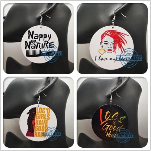 Free Shipping!!Natural Hair Locs Wooden Earrings