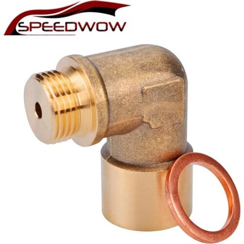 SPEEDWOW M18X1.5 90 Degree O2 Oxygen Sensor Lambda Extension Spacer Brass For Decat /Hydrogen