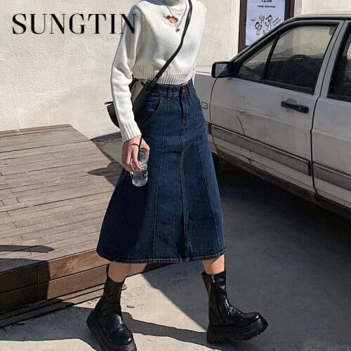 Sungtin Denim Pencil Skirts