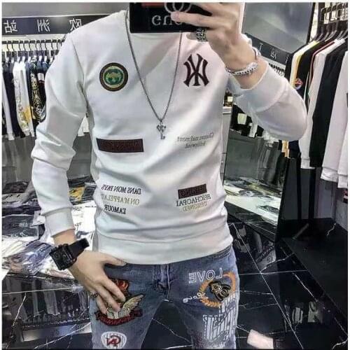 Een Stuk Sweatshirt Hoodies Mannen Kleding 2020 Herfst Winter Katoen Borduren O-hals Oversized 4XL Mannelijke Casual Hip Hop Top