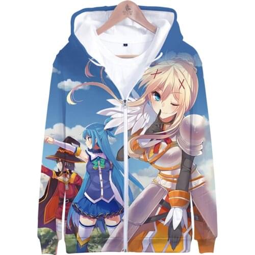 Zip up Hoodiemegumin Konosuba Hoodie 2020 New Anime 3D Zipper Hoodies Long Sleeve Hooded Sweatshirt Harajuku Clothes Oversized