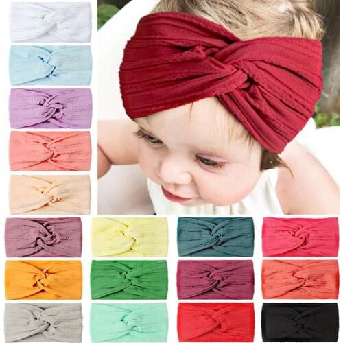 Solid Wide Turban Headbands for Baby Girls Tie Knot Elastic Hair Bands Fashion Newborn Boys Headwraps Boutique Headwear