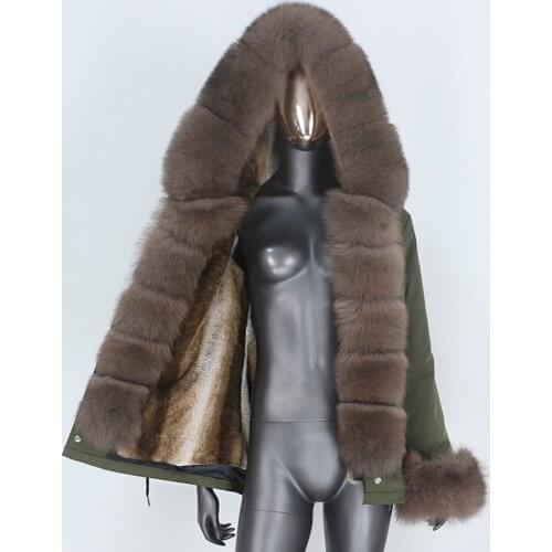 2021 New Winter Jacket Women Short Waterproof Parka Real Fur Coat Natural Fox Big Fur Collar Hood Warm Removable Outerwear