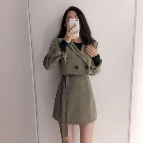 Two Piece Outfits Short Sets Women Korean Fashion Clothing Suit And Skirt 2 Pieces Vintage Office Lady Blazers+High Waist Skirts
