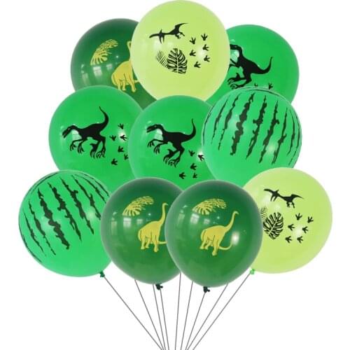 10pcs 12inch Green Dinosaur Latex Balloons Jungle World Dino Theme Happy Birthday Party Decorations Helium Air Globos Kids Toys
