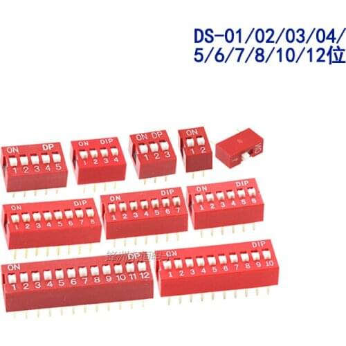 10PCS/lot DIP Switch Coding DS-01/02/03/04/5/6/7/8/10/12P 2.54MM
