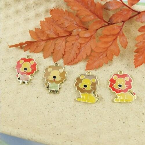 10pcs Cartoon Lions Enamel Charms Pendants DIY Jewelry Accessory Cute Animals Charms Fit Earring Necklace Girls Findings