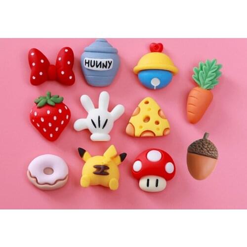 20Pcs/Lot Cartoon Planar Resin Ornament DIY Hairpin Jewelry Crafts Materials Nail Art Flat Back Resin Decoration Patch Applique