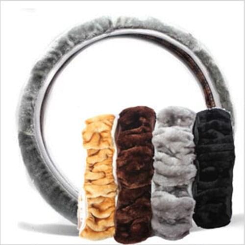 38cm Winter Universal Sport Style Durable Plush Super Soft Handle Telescopic Steering Wheel Cover Car Accessories for Toyota VW