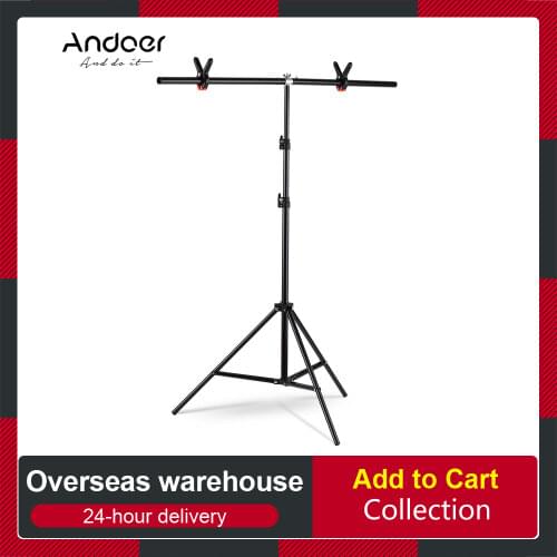 Andoer 2 * 2m/6.5 * 6.5ft T-Shape Backdrop Stand Background Bracket Kit Aluminum Alloy Material Heavy Duty Portable Adjustable