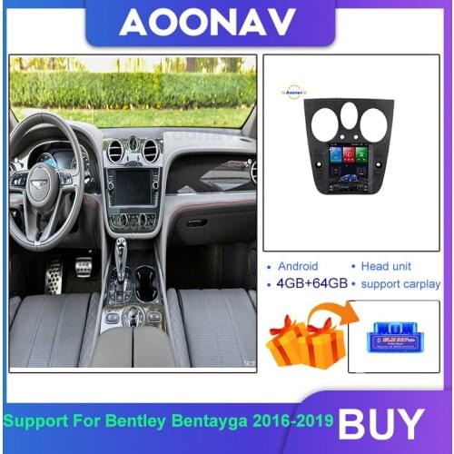2 Din Car Radio GPS Navigation Multimedia Player For Bentley Bentayga 2016-2021 Android Touch Screen Audio Tape Recorder Carplay