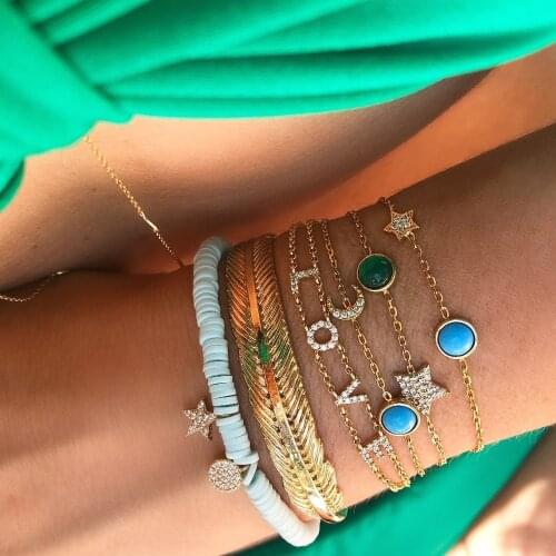 Hot fashion double chain link gold color jewelry 925 sterling silver lovely letter stunning bracelet for lover girlfriend gifts