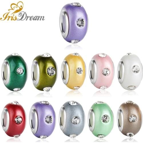 20pcs Rhinestone CZ Crystal Glass Beads Spacer Fit Pandora Bracelet Charms Bangle DIY Chain Pendant Necklace for Jewelry Making