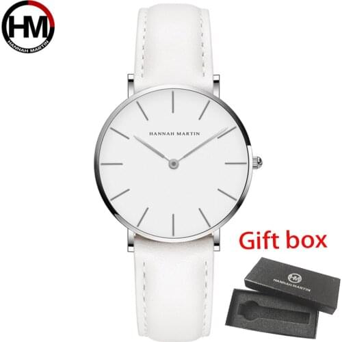 Hannah Martin Brand Quartz Wrist Watches Silver Brown Leather Ladies Watch Waterproof Dress Watch Women Casual Bayan Kol Saati