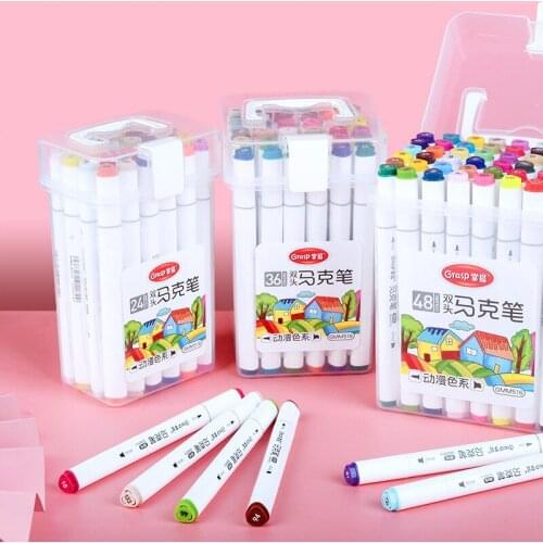 Color Double-Headed Marker Pen Set Stationery Student Painting Graffiti Writing Oily Marker Pen Childrens Drawing Color Pen