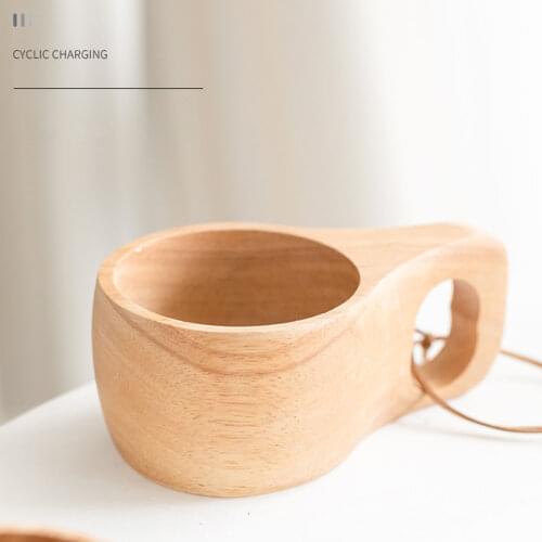 200ml Wooden Cup With Lanyard Coffee Mug Scandinavia Wood Tumbler Drinking Cup Juice Milk Teacup Drinkware