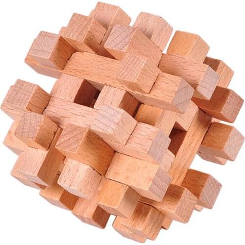 Wooden Kong Ming Lock Puzzle Cube Game IQ Brain Teaser Educational Toy Gift New