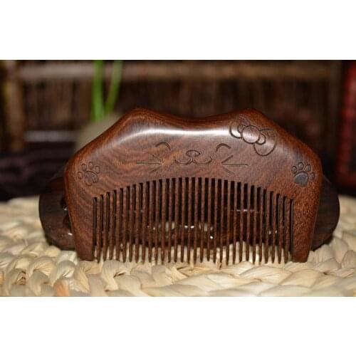 ZGTGLAD Pocket Wooden Comb Natural Gold Sandalwood Super Narrow Tooth Wood Combs Double side engraved small Comb hair
