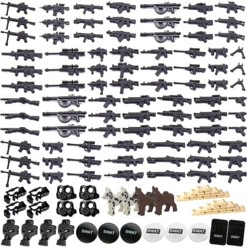 Creative Military Weapon Gun Accessories SWAT Soldier Figure Parts Building Blocks Army MOC Bricks Assemble Model Toys For Gift