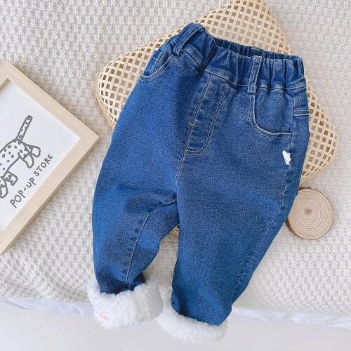 Children Clothing Winter Pants Girls Plus Velvet Trousers 2020 Newest Kids Thick Warm Jeans Baby Denim Pant