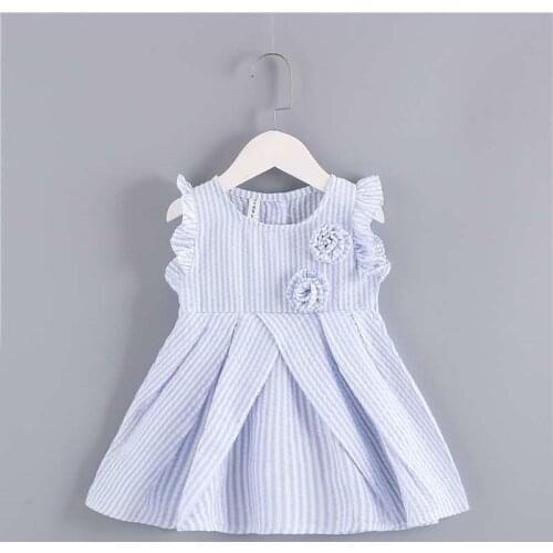 Princess 2021 Summer Fashion Cute Flower Stripes Baby Clothes For Little Girls Dress Casual Dresses Children 1 2 3 4 56 YearsOld