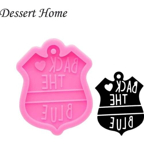 DY0069 DIY Police badge epoxy resin molds Police sign shape silicone mold for keychains Jewelry Making Accessories Tools