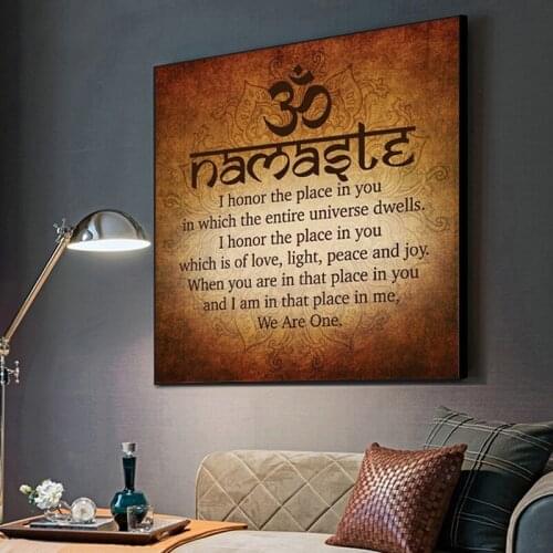 Culturenik Namaste Buddhist Inspirational Motivational Spiritual Quote Posters and Prints Wall Art Canvas Painting Home Decor