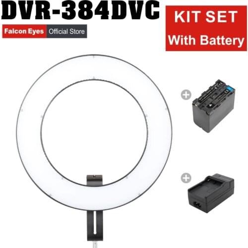 FalconEyes 23W Ring Beauty LED Panel Photography Lamp 3000-5600K Dimmable Makeup Video Studio Continuous Lighting DVR-384DVC Set