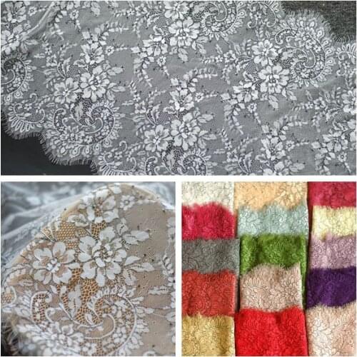 Wide 45CM two-color gray bottom black line eyelash lace fabric DIY high-end clothing wedding veil skirt accessories