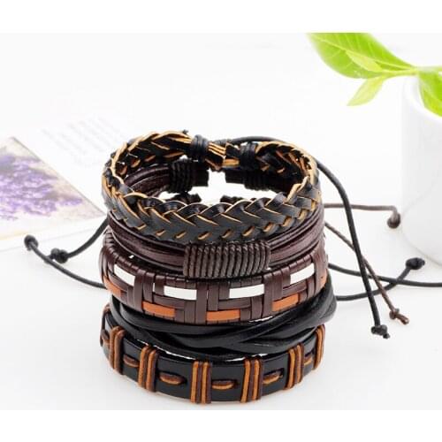 Fashion Multilayer Adjustable Man Leather Bracelets Woven Rope Women Bracelets Bangles Trendy High Quality Jewelry Accessory