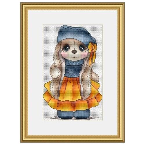 Caitlin the yellow skirt rabbit cross stitch kit aida fabric 18ct 14ct canvas cotton thread embroidery kits DIY craft set