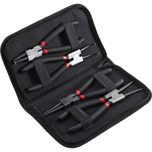 4pcs Circlip Pliers Set 7" 180mm Long Nose Pliers Retaining Circlip Snap Ring Pliers Kit DIY Staight Bent Plier Remover Tool