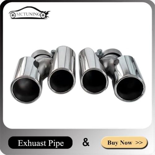 1 Pair Black/Silver Exhaust Tip For Porsche 911 2013 2014 2015 2016 2017 2018 2019+ Stainless Steel Car Part Rear Muffler Pipe