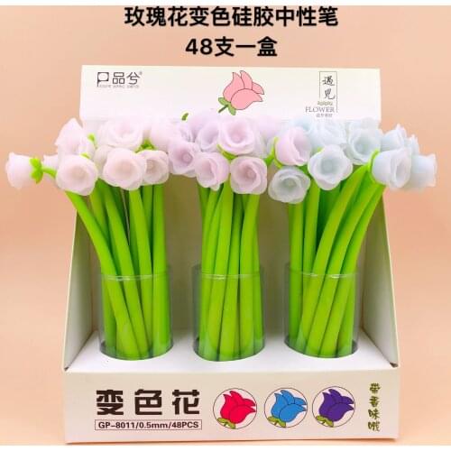 48 pcs Kawaii Gel Pens Rose discoloration black gel ink pens pens for writing Cute stationery office school supplies 0.5mm