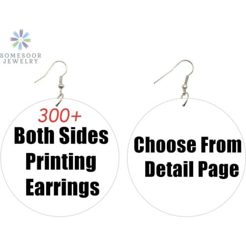 SOMESOOR 300Designs Chosen African Wooden Drop Earrings Black Sayings Afro Woman Art Designs Both Sides Painting Jewelry 6Pairs