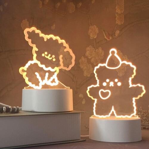 LED Night Lamp New Acrylic Lights 3D Stereo Desk Bedroom Decor Gift Warm White Lamp Holiday Kids Gift for Birthday Festival