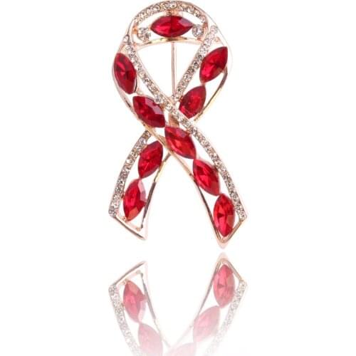 TODOX Women health beauty color crystal Brooch Pink Ribbon Day Fashion exquisite bowknot pins garment accessory activity new