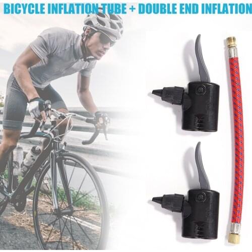 Bicycle Inflate Pump Hose Dual Head Schrader Presta Valve Adapter Set Bike Parts Basketball Football Bike Cycling Equipment