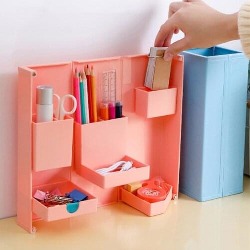 Foldable Vertical Pen Holder Home Office Storage Office Desk Makeup Storage Bucket Desk Organizer Stationery Organizer