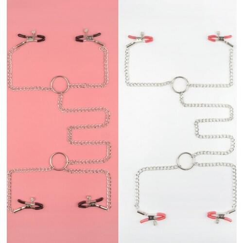 4 Head Chain Nipple Clamps Erotic Breast Stimulate For Couple Women Body Jewelry