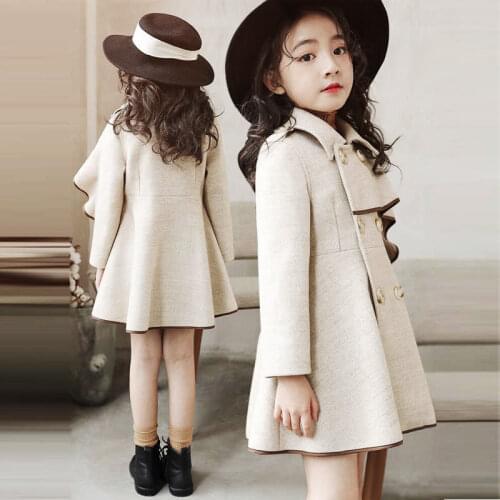 2020 Winter Jackets Girls Double-Breasted Woolen Baby Clothes Toddler Kids Outerwear Fashion Wool Coat Girls Warm Clothing W948