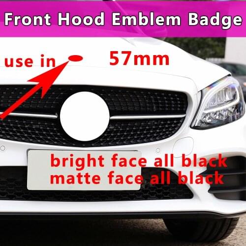 1PCS 57mm Full All Black Car Auto Front Hood Emblem Badge For Ben W124 W163 W202 W203 W204 W210 W211 A0008171701 Accessories