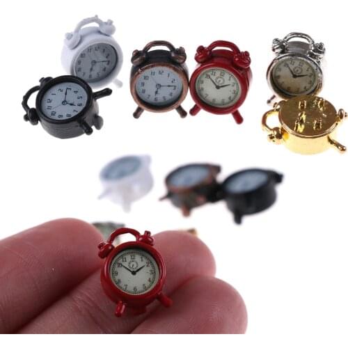 1PC 6 Colors 1:12 Scale Alarm Clock Doll Kitchen Living Room Miniature Dollhouse Mini Home Decoration Toy